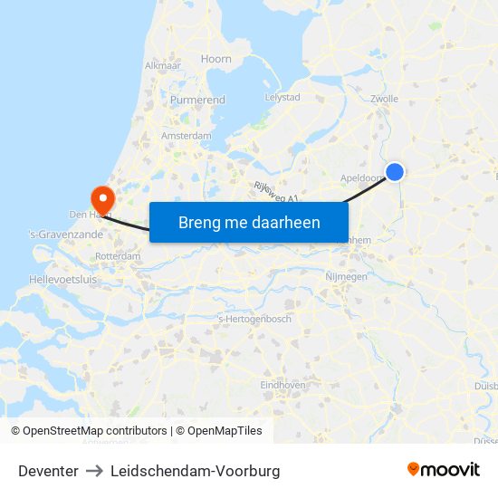Deventer to Leidschendam-Voorburg map