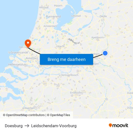 Doesburg to Leidschendam-Voorburg map