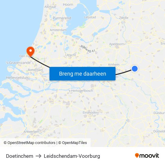 Doetinchem to Leidschendam-Voorburg map