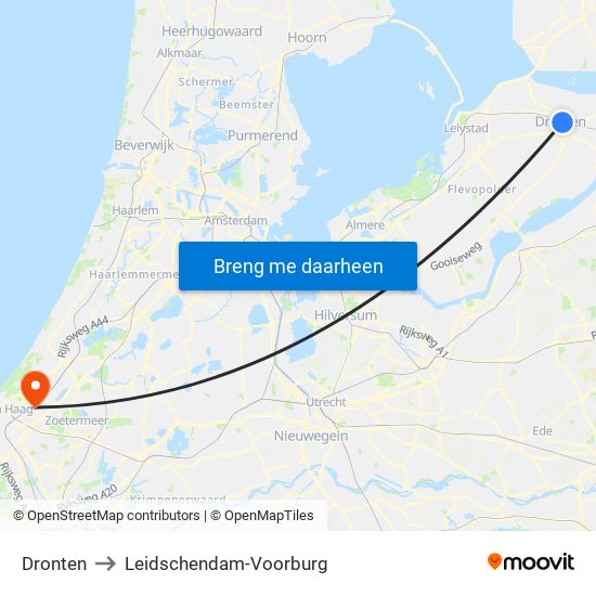 Dronten to Leidschendam-Voorburg map