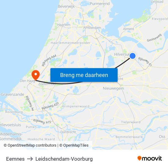 Eemnes to Leidschendam-Voorburg map