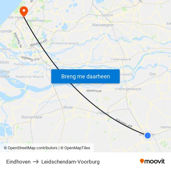 Eindhoven to Leidschendam-Voorburg map