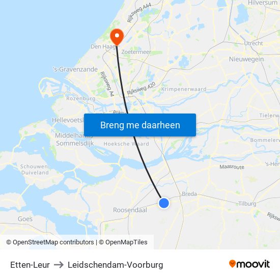 Etten-Leur to Leidschendam-Voorburg map