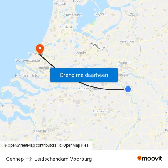Gennep to Leidschendam-Voorburg map