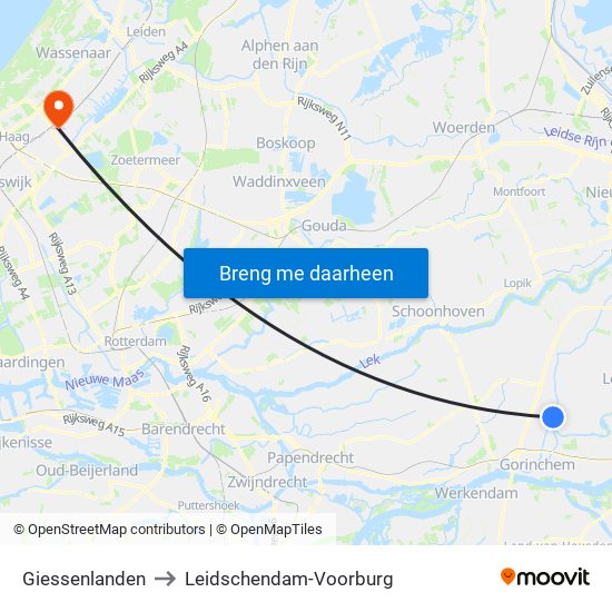 Giessenlanden to Leidschendam-Voorburg map