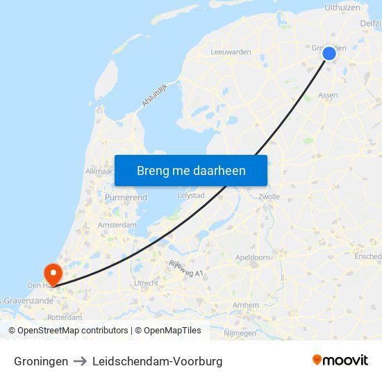 Groningen to Leidschendam-Voorburg map