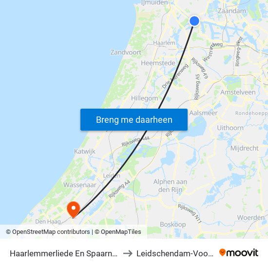 Haarlemmerliede En Spaarnwoude to Leidschendam-Voorburg map