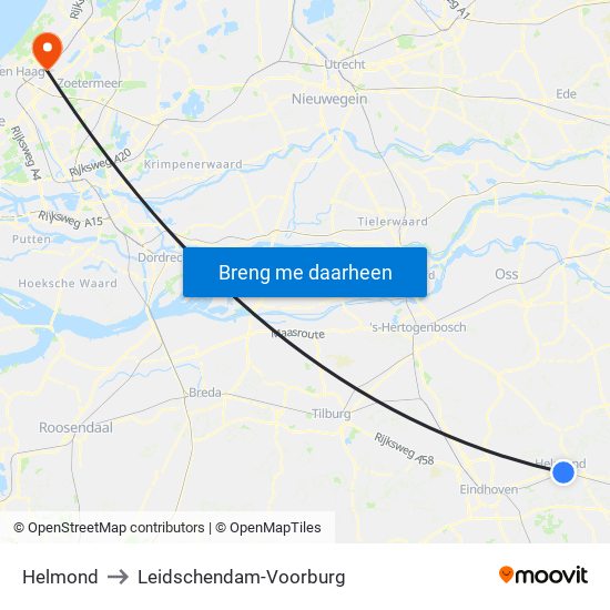 Helmond to Leidschendam-Voorburg map