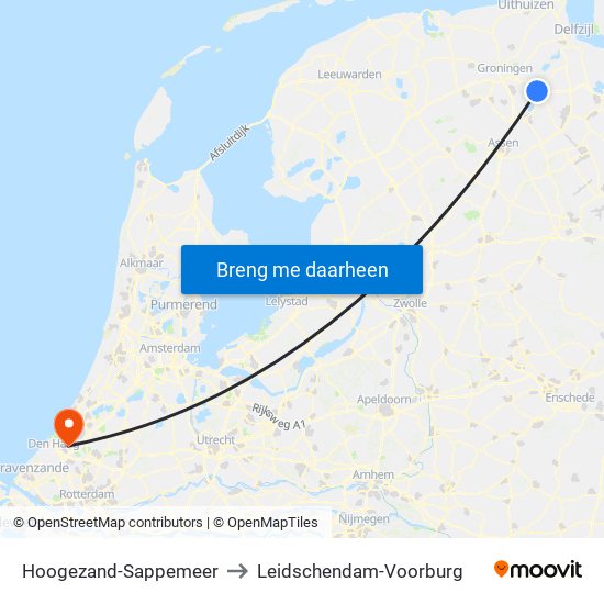 Hoogezand-Sappemeer to Leidschendam-Voorburg map
