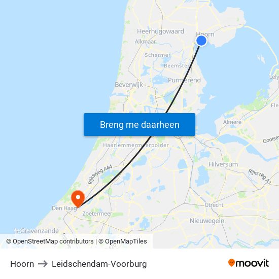 Hoorn to Leidschendam-Voorburg map
