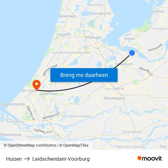 Huizen to Leidschendam-Voorburg map