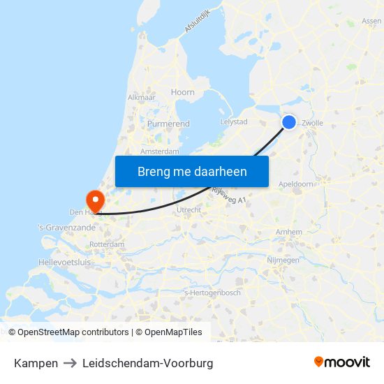 Kampen to Leidschendam-Voorburg map