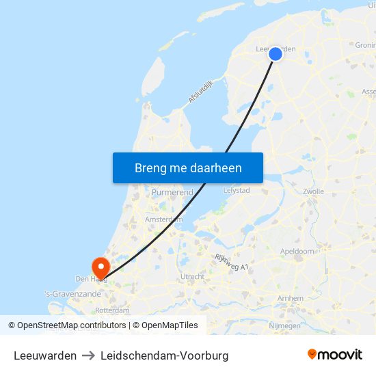 Leeuwarden to Leidschendam-Voorburg map