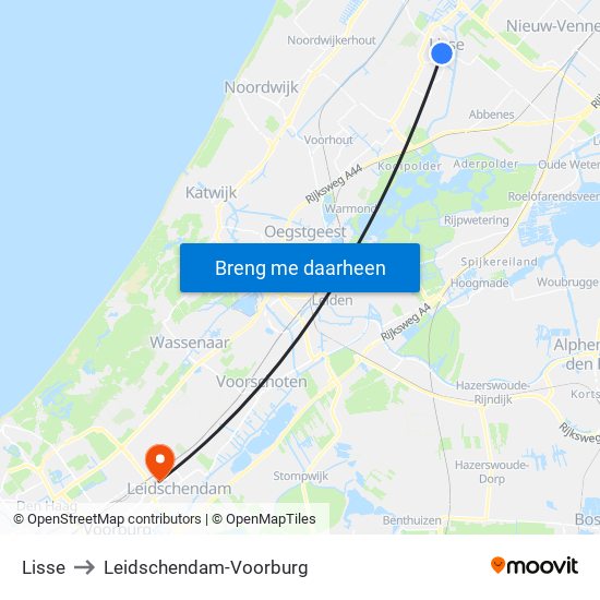 Lisse to Leidschendam-Voorburg map