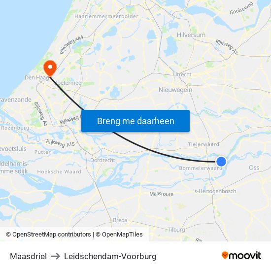 Maasdriel to Leidschendam-Voorburg map