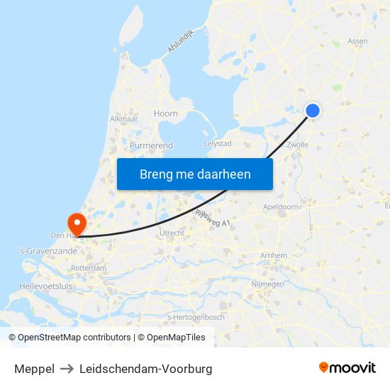 Meppel to Leidschendam-Voorburg map