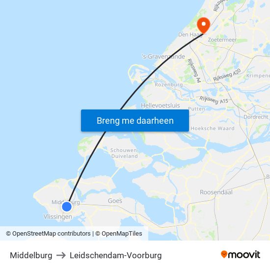 Middelburg to Leidschendam-Voorburg map