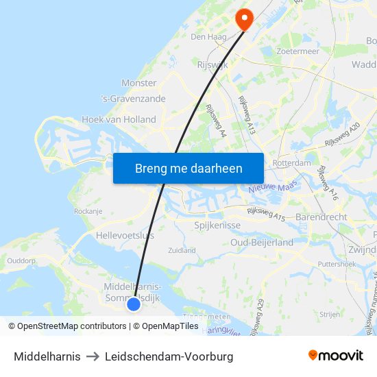 Middelharnis to Leidschendam-Voorburg map