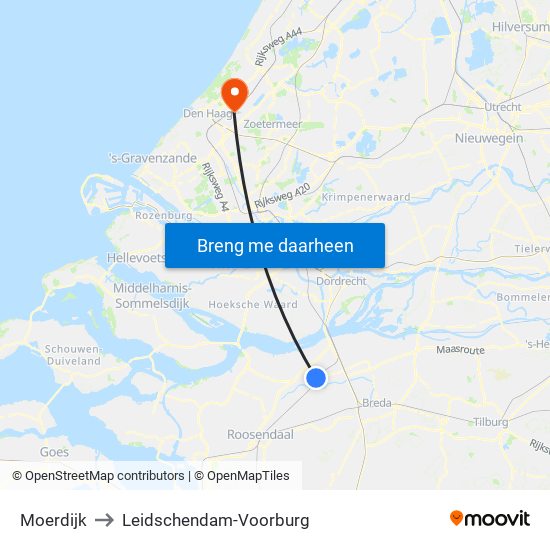 Moerdijk to Leidschendam-Voorburg map