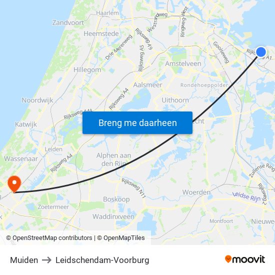 Muiden to Leidschendam-Voorburg map