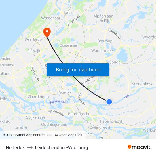 Nederlek to Leidschendam-Voorburg map
