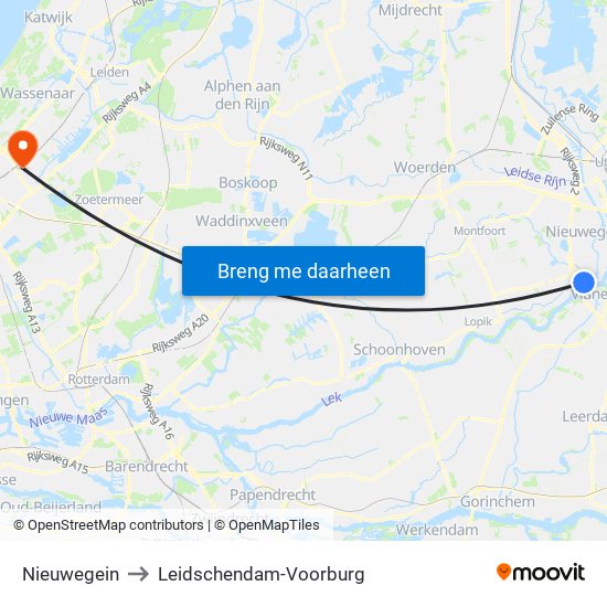 Nieuwegein to Leidschendam-Voorburg map