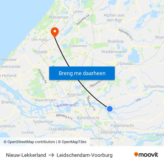 Nieuw-Lekkerland to Leidschendam-Voorburg map