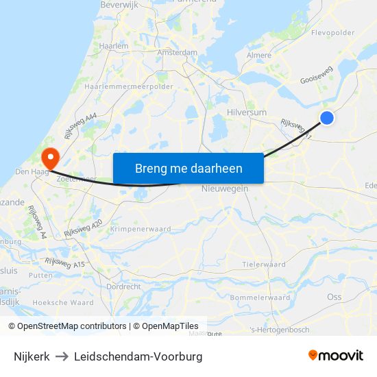 Nijkerk to Leidschendam-Voorburg map