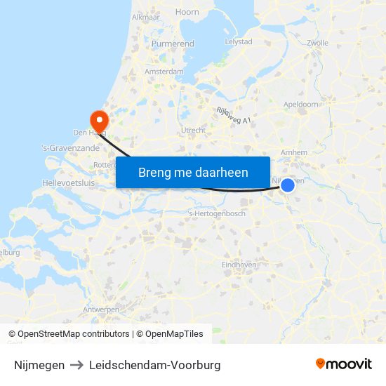 Nijmegen to Leidschendam-Voorburg map