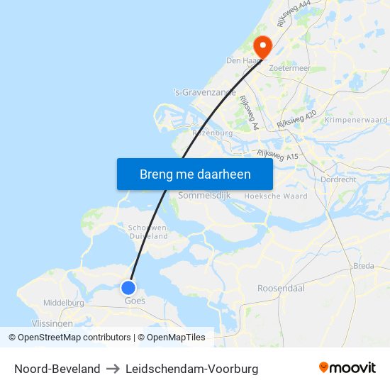 Noord-Beveland to Leidschendam-Voorburg map