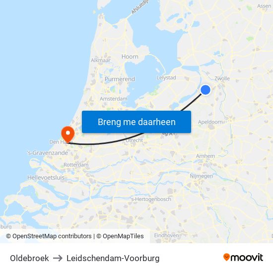 Oldebroek to Leidschendam-Voorburg map