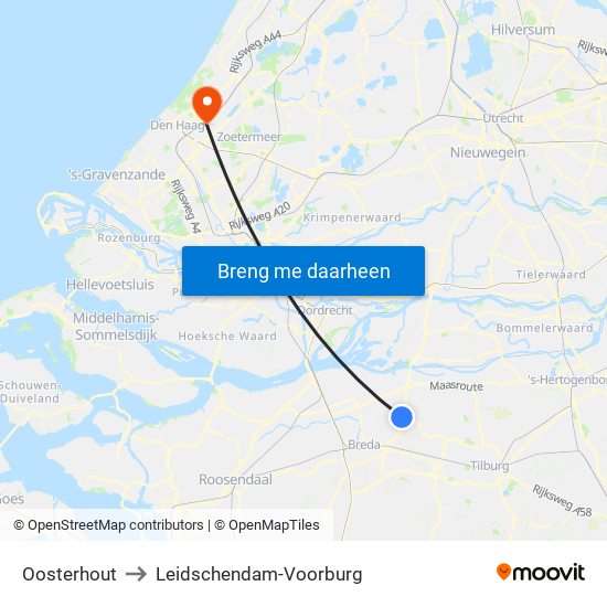 Oosterhout to Leidschendam-Voorburg map