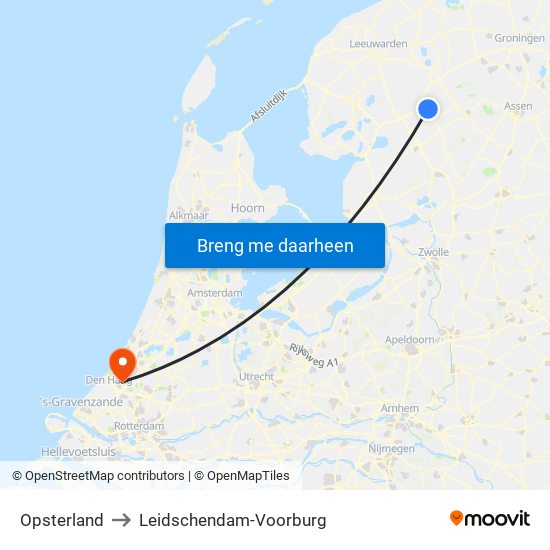 Opsterland to Leidschendam-Voorburg map