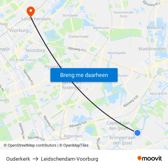 Ouderkerk to Leidschendam-Voorburg map