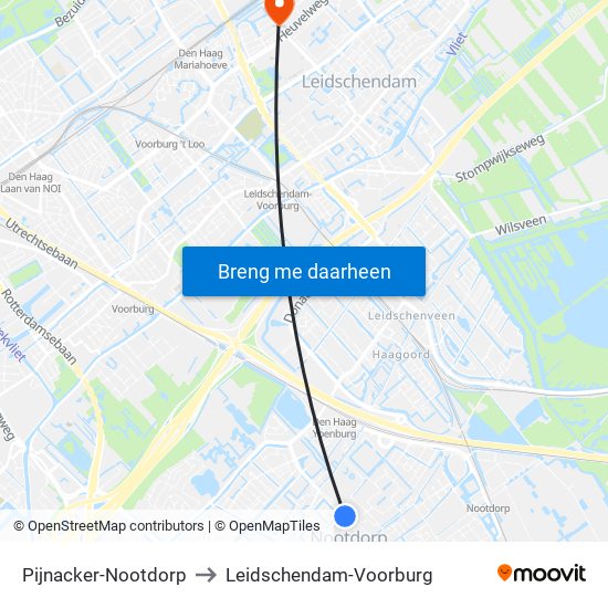 Pijnacker-Nootdorp to Leidschendam-Voorburg map
