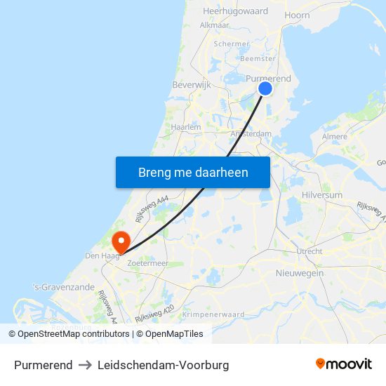 Purmerend to Leidschendam-Voorburg map