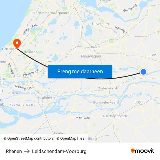 Rhenen to Leidschendam-Voorburg map