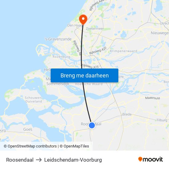 Roosendaal to Leidschendam-Voorburg map