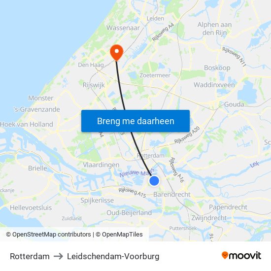 Rotterdam to Leidschendam-Voorburg map