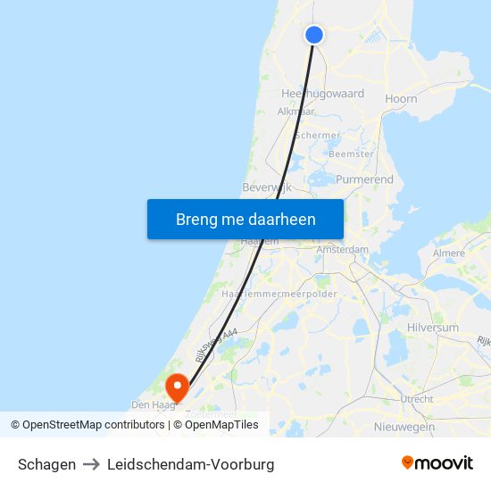 Schagen to Leidschendam-Voorburg map