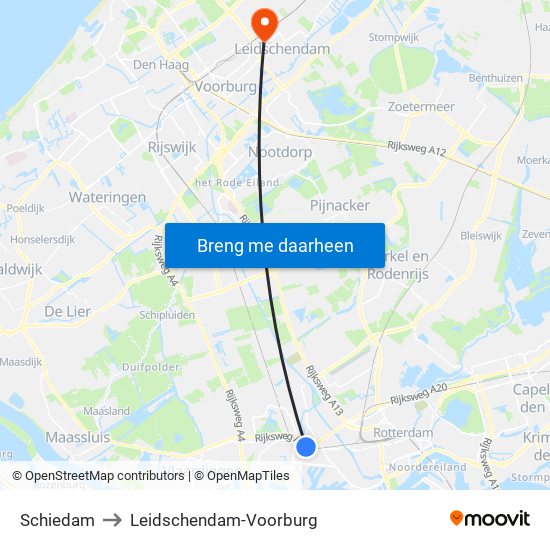 Schiedam to Leidschendam-Voorburg map