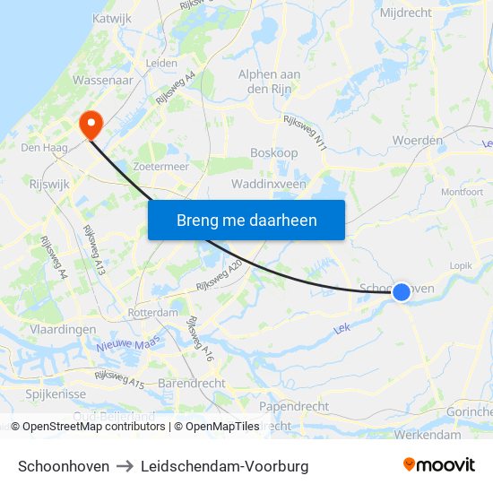 Schoonhoven to Leidschendam-Voorburg map