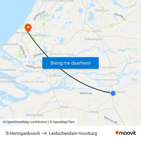 'S-Hertogenbosch to Leidschendam-Voorburg map