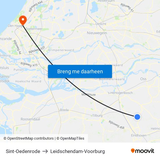 Sint-Oedenrode to Leidschendam-Voorburg map