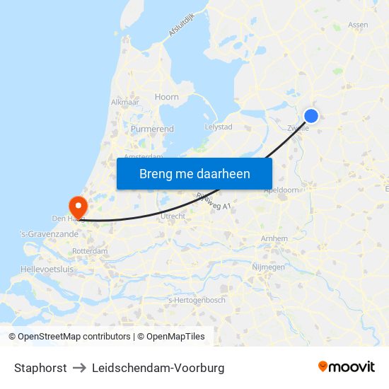 Staphorst to Leidschendam-Voorburg map
