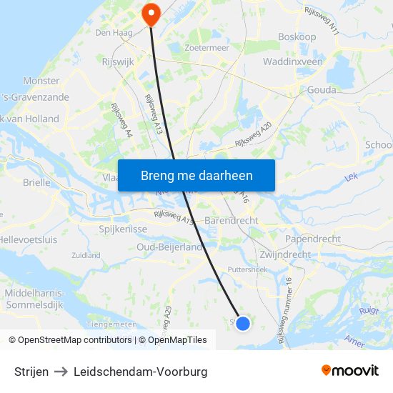 Strijen to Leidschendam-Voorburg map