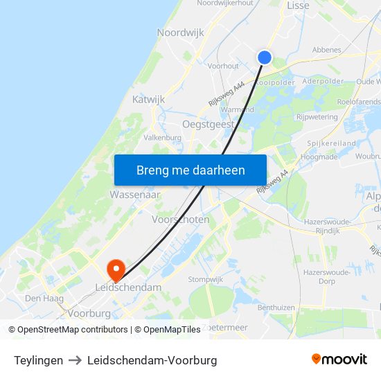 Teylingen to Leidschendam-Voorburg map