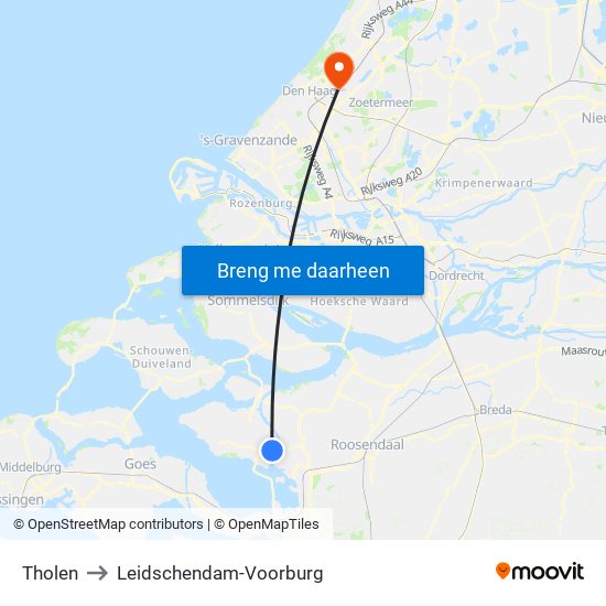 Tholen to Leidschendam-Voorburg map