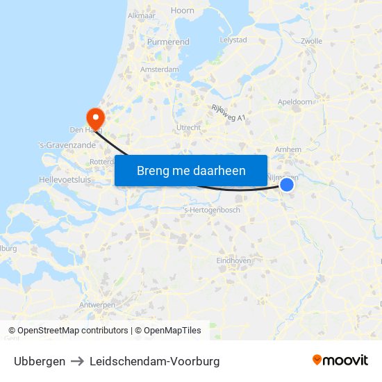Ubbergen to Leidschendam-Voorburg map