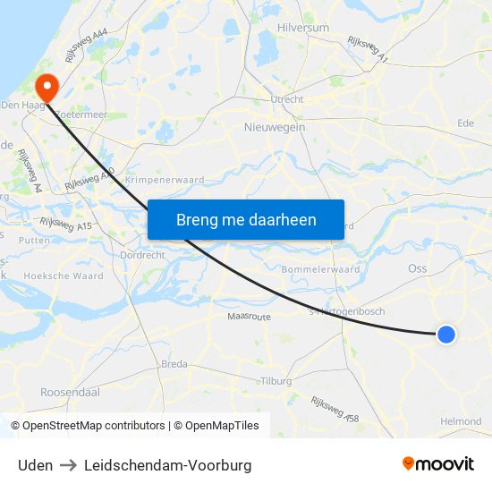 Uden to Leidschendam-Voorburg map